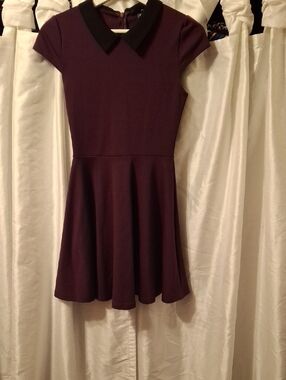 Aqua Plum Dress with Black Trim